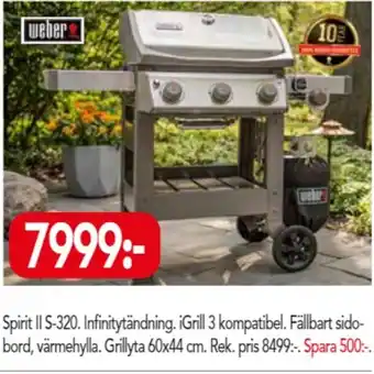 Bo Ohlsson weber Spirit II S-320 Infinitytändning i Grill 3 kompatibel Grillyta 60x44cm erbjuda