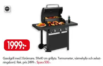 Bo Ohlsson Gasolgrill med 3 brännare 59x40cm grillyta erbjuda