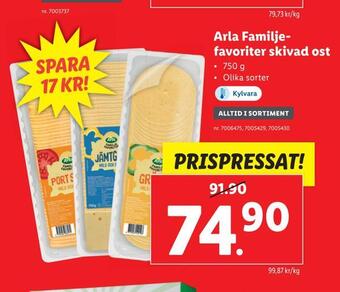 Lidl Arla familjefavoriter skivad ost erbjuda