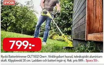 Bo Ohlsson Ryobi Batteritrimmer OLT1832 One+ erbjuda