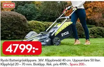 Bo Ohlsson Ryobi Batterigräsklippare 36V 40cm erbjuda