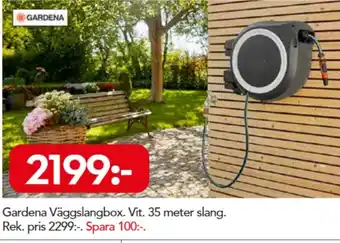 Bo Ohlsson Gardena Väggslangbox Vit. 35 meter slang erbjuda