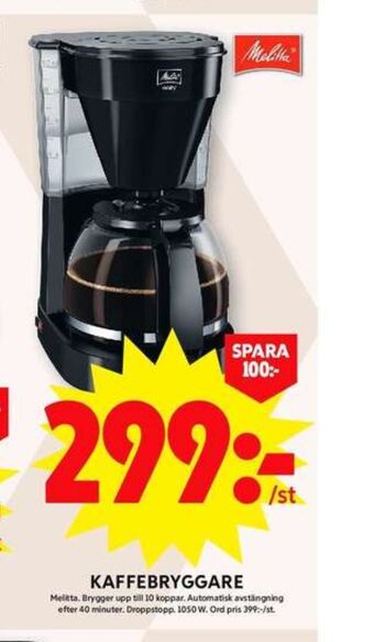 ICA Maxi Melitta kaffebryggare erbjuda