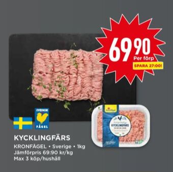 Willys Kronfågel kycklingfärs erbjuda