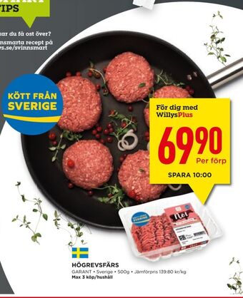 Willys Hemma Garant nötfärs erbjuda