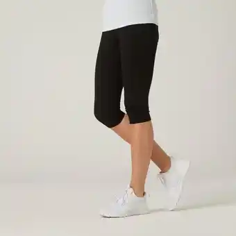 Fitnesstights 3/4 bomull fit+ slim dam svart