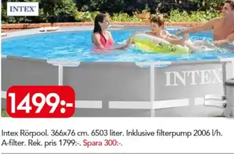 Bo Ohlsson Intex Rörpool 366x76cm 6503 liter Inklusive filterpump 2006 I/h erbjuda