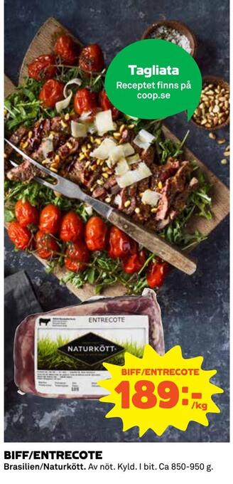 Coop Daglivs Biff/entrecote erbjuda