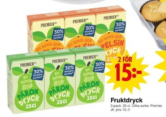 Matöppet Premier fruktdryck erbjuda