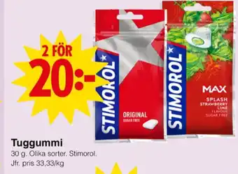 Matöppet Stimorol tuggummi max splash strawberry lime erbjuda