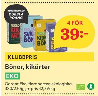 Hemköp Bönor, kikärter erbjuda