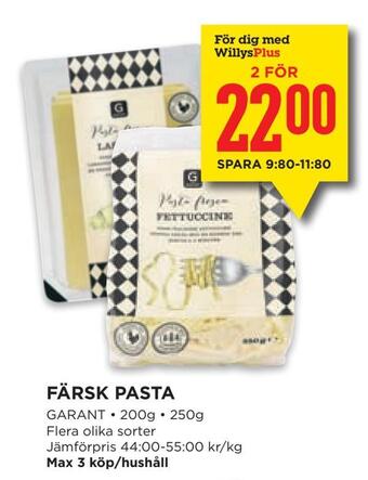 Willys Färsk pasta erbjuda