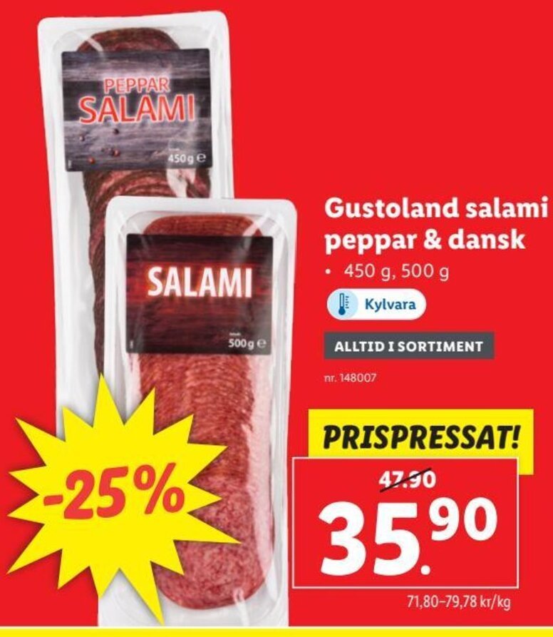 Gustoland Salami Peppar & Dansk erbjudande hos Lidl