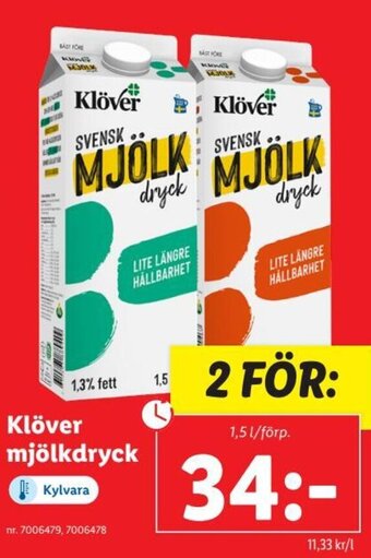 Lidl Klöver Mjölkdryck erbjuda