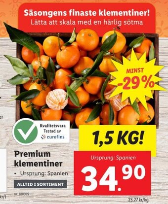 Lidl Premium Klementiner erbjuda