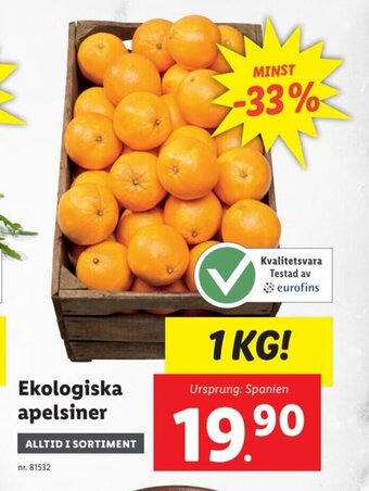 Lidl Ekologiska Apelsiner erbjuda
