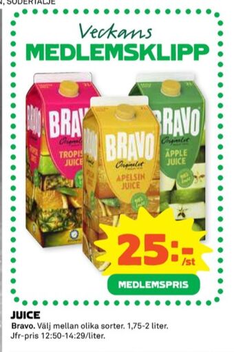 Coop Bravo juice erbjuda