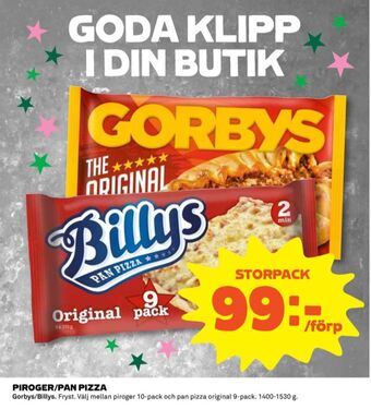 Coop Billys pizza erbjuda