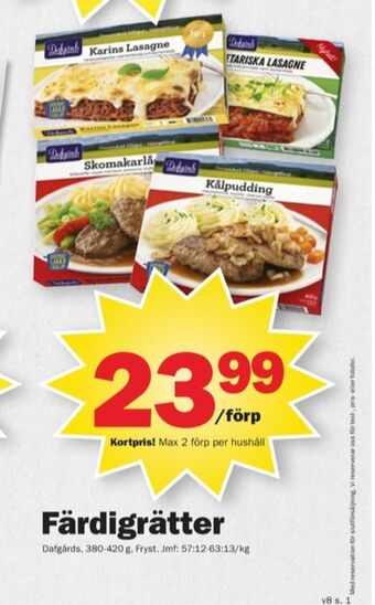 Pekås Dafgårds färdigrätter erbjuda