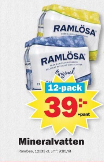 Pekås Ramlösa mineralvatten erbjuda
