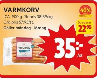ICA Kvantum Varmkorv erbjuda