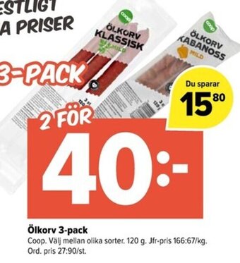 Coop Extra Ölkorv 3-pack erbjuda