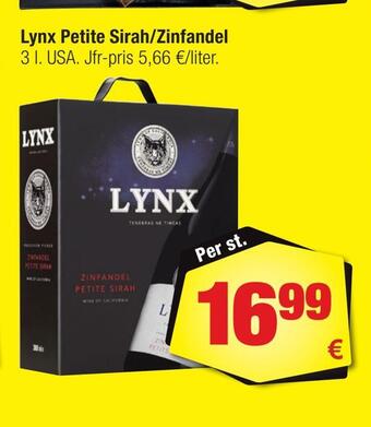 Calle Lynx petite sirah/zinfandel erbjuda