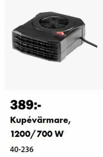 Kupévärmare, 1200/700 W
