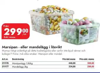 Marsipan - Eller Mandelägg i Lösvikt