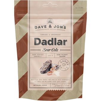 Dave & jon's dadlar sour cola 125 g