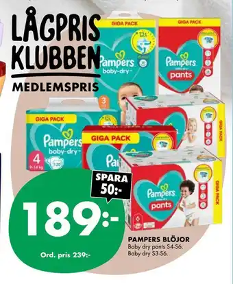 ÖoB Pampers blöjor erbjuda