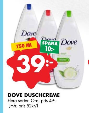 ÖoB Dove duschcreme erbjuda