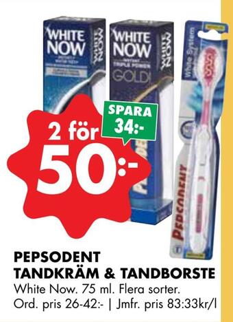 ÖoB Pepsodent tandkräm & tandborste erbjuda