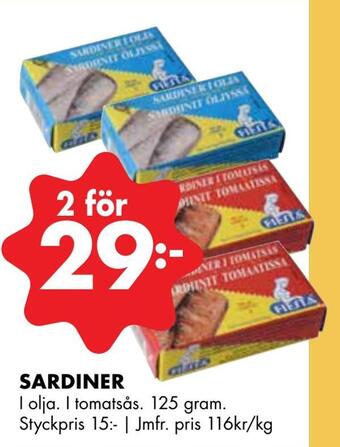 ÖoB Sardiner erbjuda