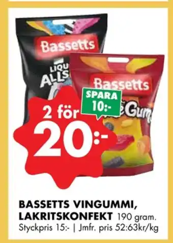 ÖoB Bassetts lakritskonfekt erbjuda