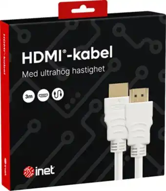 Inet Inet hdmi-kabel 2.1 vit 3 m erbjuda