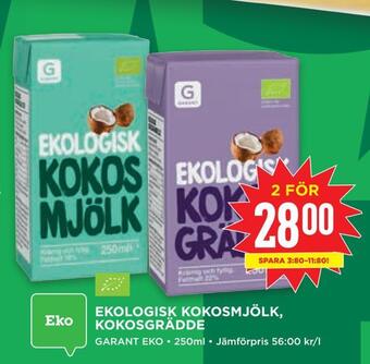 Willys Ekologisk kokosmjölk, kokosgrädde erbjuda