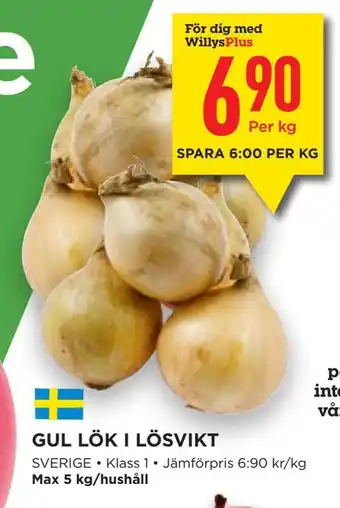 Willys Gul lök i lösvikt erbjuda