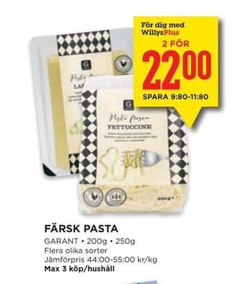Willys Färsk pasta erbjuda