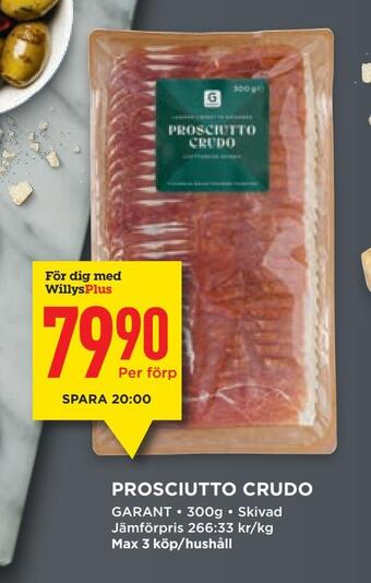 Willys Prosciutto crudo erbjuda