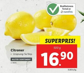 Lidl Citroner erbjuda
