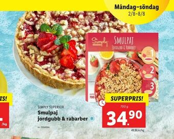 Lidl Smulpaj jordgubb & rabarber erbjuda
