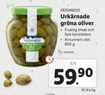 Lidl Urkärnade gröna oliver erbjuda