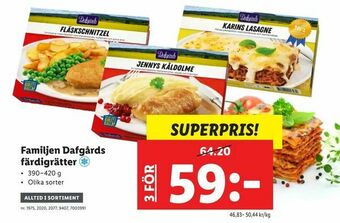 Lidl Familjen Dafgårds färdigrätter erbjuda