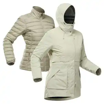 Decathlon Vattentät vandringsjacka 3-i-1 travel 900 compact -10 °c dam beige erbjuda