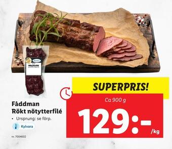 Lidl Fåddman. rökt nötytterfilé erbjuda