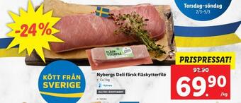 Lidl Nybergs deli färsk fläskytterfilé erbjuda