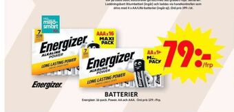 ICA Maxi Energizer batterier erbjuda