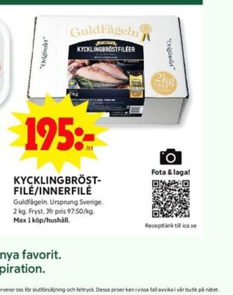 ICA Kvantum Guldfågeln kycklingbröstfilé erbjuda