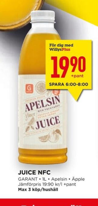 Willys Hemma Garant juice erbjuda